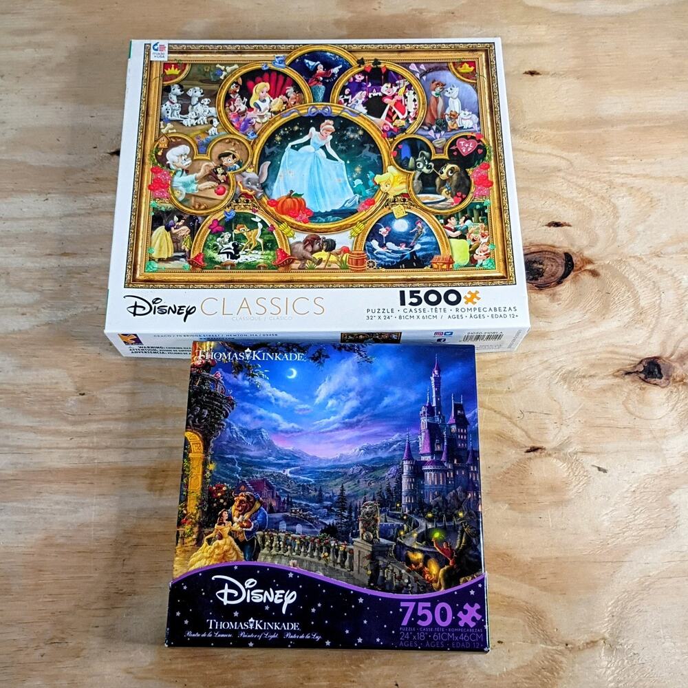 Ceaco Disney Puzzle Lot 1500 Classics & 750 Thomas Kinkade Beauty & Beast